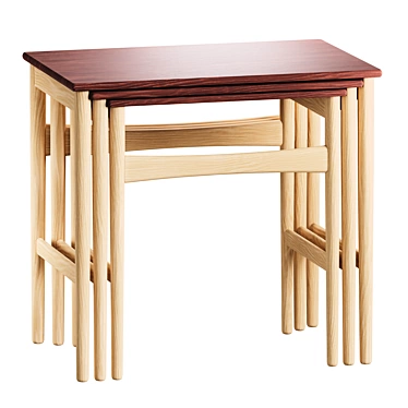  CH004 Oak Nesting Tables 3D model image 1 