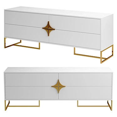 Stella TV Stand with Gold-base 3D model image 1 