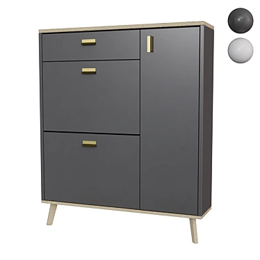 Nord Shoe Cabinet with Wood Legs 3D model image 1 