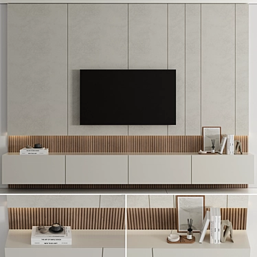 Modern Minimal TV Wall Decor 3D model image 1 