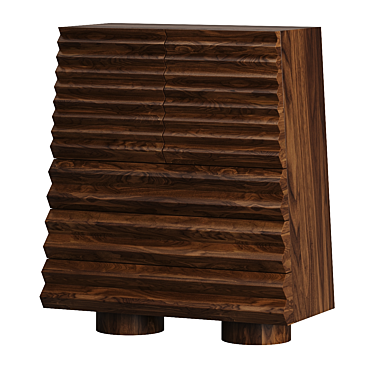  Artisanal Walnut Travertin Cabinet 3D model image 1 