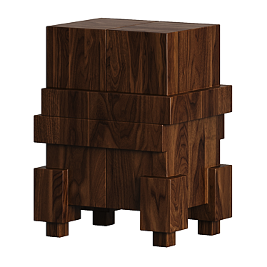 Artisanal Modern Walnut Bedside Table 3D model image 1 