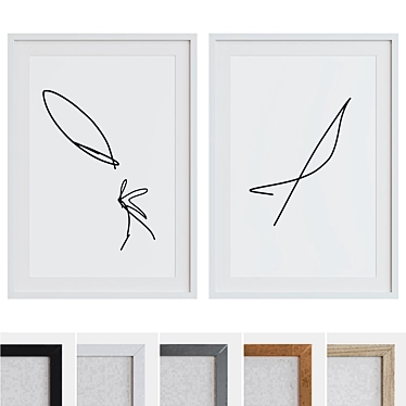 Modern Abstract Line Picture Frame Set 3D model image 1 