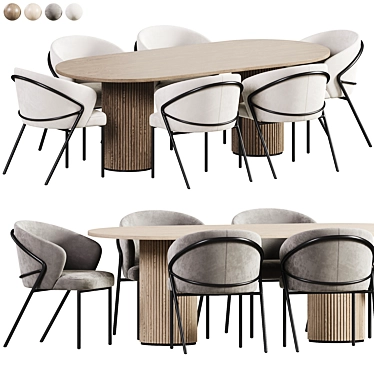 Scandi Round Dining Set 3D model image 1 