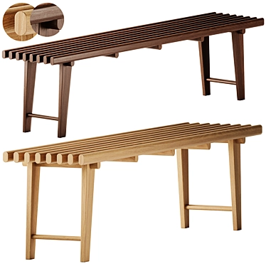 Elegant Elba Wood Bench 3D model image 1 