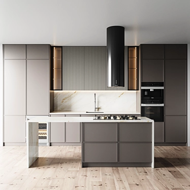 Modern Kitchen Interior Set 3D 3D model image 1 