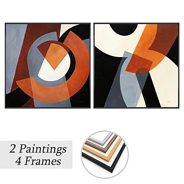 Duo Artwork Set with Frames 3D model image 1 