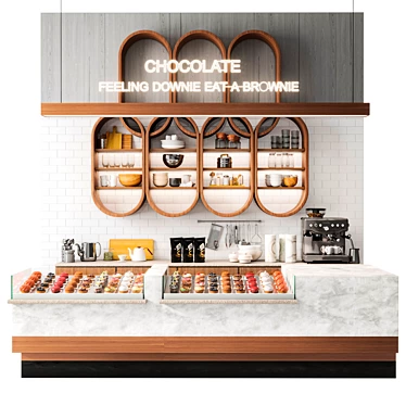 Pastry shop with display case with desserts