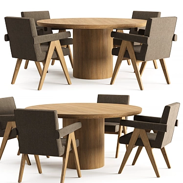 Padua Round Dining Table Set 3D model image 1 