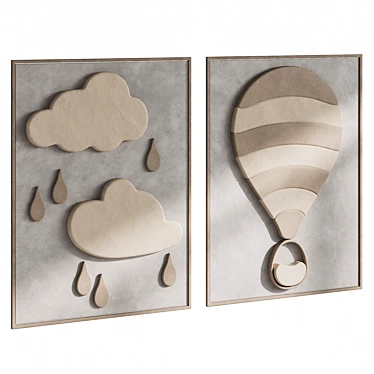 Cloudy Kids Room Wall Art 3D model image 1 