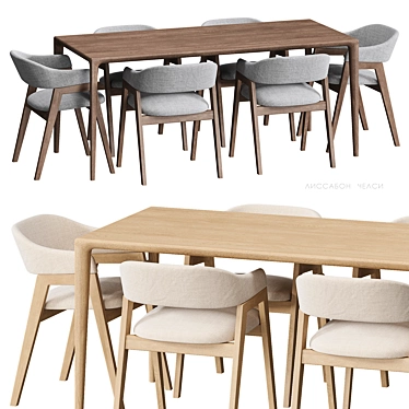 Lisbon Chelsea Dining Set Oak 3D model image 1 