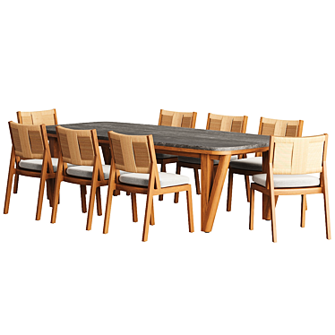 Roc Outdoor Dining Set 3D model image 1 