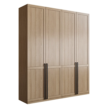 Modern LED-Lit Oak Wardrobe 3D model image 1 