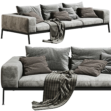 Luxurious Flexform Lifesteel 3-Seat Sofa 3D model image 1 