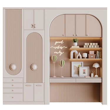 Modular Child Room Wardrobe 3D model image 1 