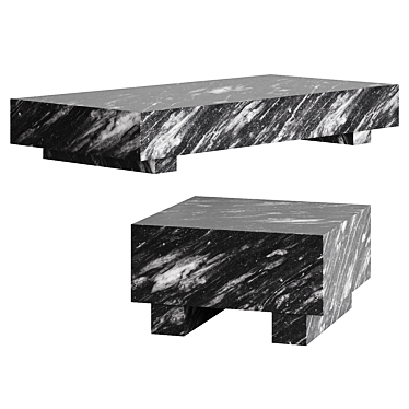 Marbled Architectural Grey Coffee Table 3D model image 1 