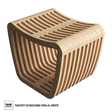 Teak AL DENTE Stool 3D model image 1 