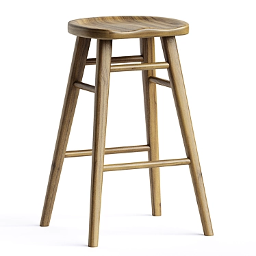 Scandi Timber Barstool, Modern Design 3D model image 1 