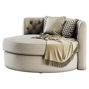 Round Gray Buttoned Sofa