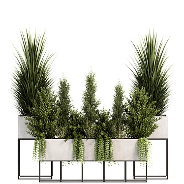 Concrete Box Outdoor Plants Set 3D model image 1 