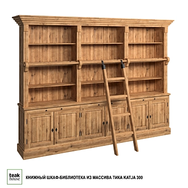 Solid teak bookcase library KATJA 300