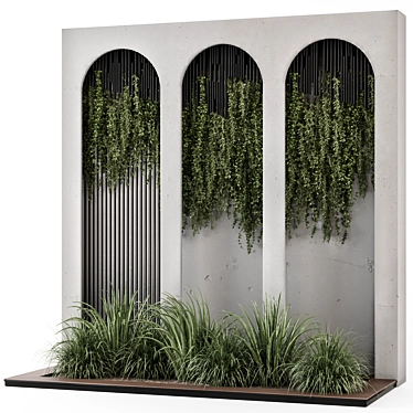 Concrete Base Vertical Garden Set 3D model image 1 