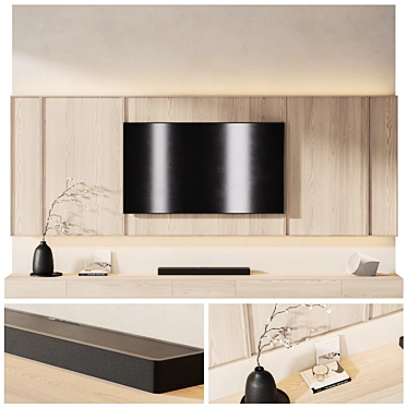 Modern TV Wall with Soundbar 3D model image 1 