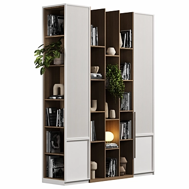 Modular Bookcase with High-Quality Textures 3D model image 1 