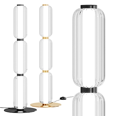 Sleek Metal Glass Floor Lamp 3D model image 1 