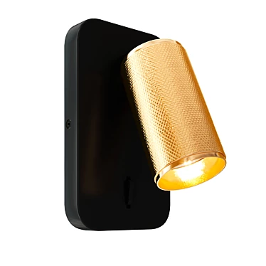 Black & Brass Knurled Wall Light 3D model image 1 