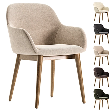 Contemporary Beige Konna Chair with Ash Wood Legs 3D model image 1 