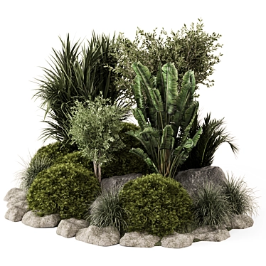 Outdoor Garden Set: Lush Bushes 3D model image 1 