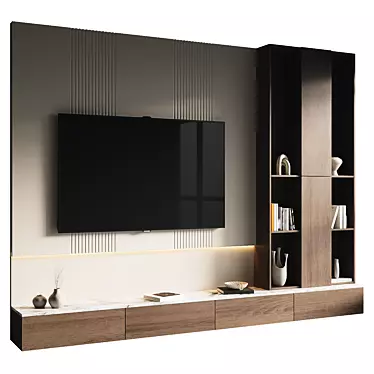 Modern TV Wall Set 3D 3D model image 1 