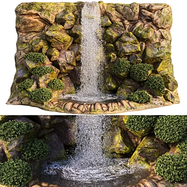 Cascade Falls Rocky Cliff Garden 3D model image 1 