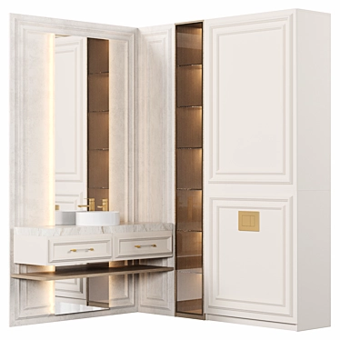 Modular Bathroom Cabinets Set 3D model image 1 