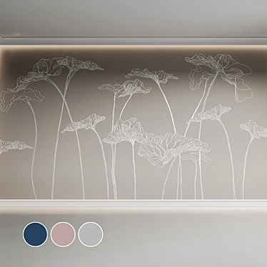 Floral Wallpaper Mural Coordinates 3D model image 1 