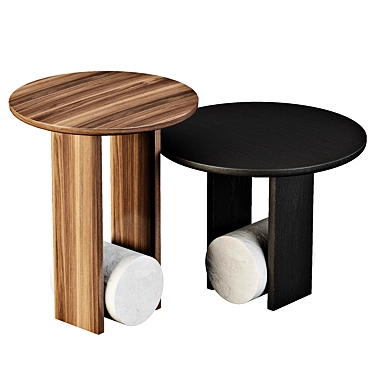 Modern Geometric Side Table Blue 3D model image 1 