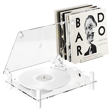 White Transparent Vinyl Turntable 3D model image 1 