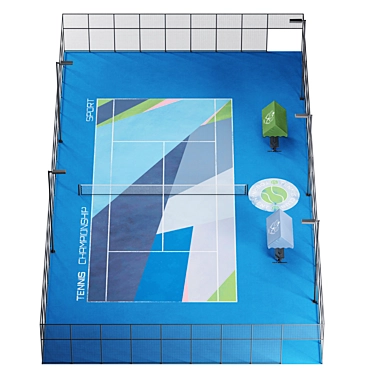 Street Tennis Court with Lighting 3D model image 1 