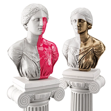 Golden Venus Half Bust Sculpture 3D model image 1 