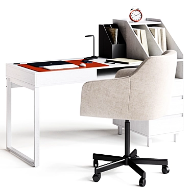 Ergonomic Desk Chair and Writing Desk 3D model image 1 