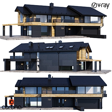 Modern Mansion Model for V-Ray 3D model image 1 