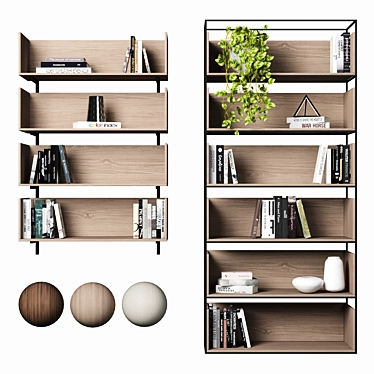 Modular High-Quality Bookcases 3D model image 1 