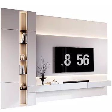 Modern TV Wall 3D Model 3D model image 1 