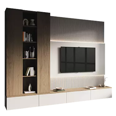 Modern TV Wall Set 140 3D model image 1 