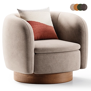 Muir Camel Velvet Swivel Chair 3D model image 1 