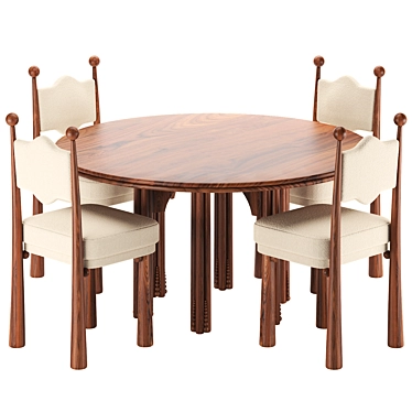 Mawu Oak Chair Set, Gonzalez 3D model image 1 