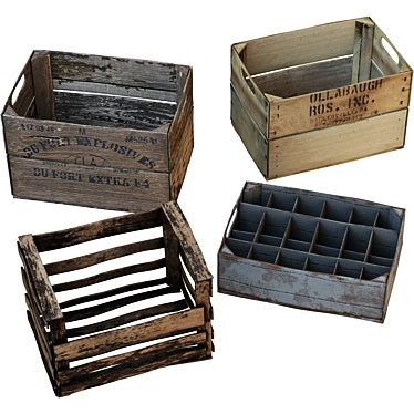 Antique Wooden Storage Crates 3D model image 1 