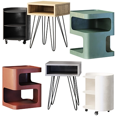 Customizable Bedside Cabinet: Black 3D model image 1 