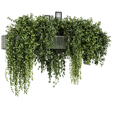 Green Tile Base Hanging Plants 3D model image 1 